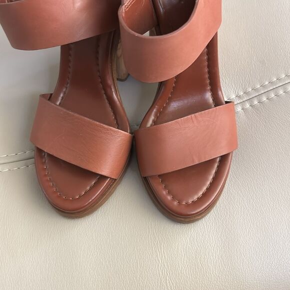 Vince Brown Haley Sandals with Chunky Wooden Heel sz 6 - Picture 3 of 4